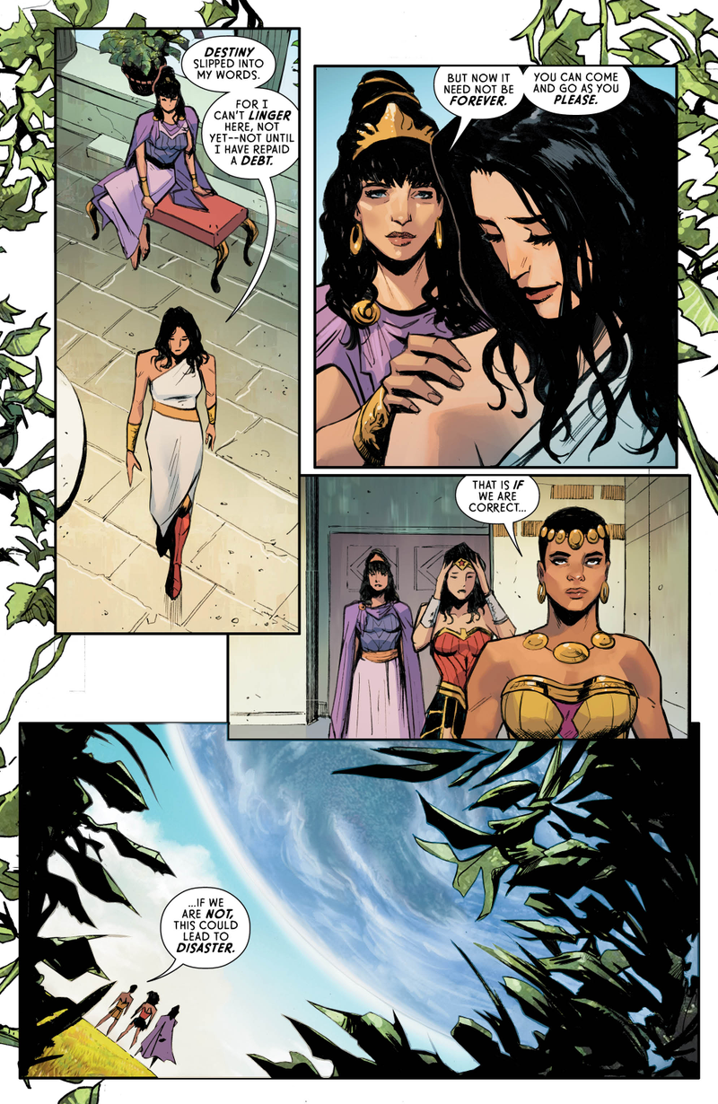 Wonder Woman letting her mother know that she must tend to her duties.